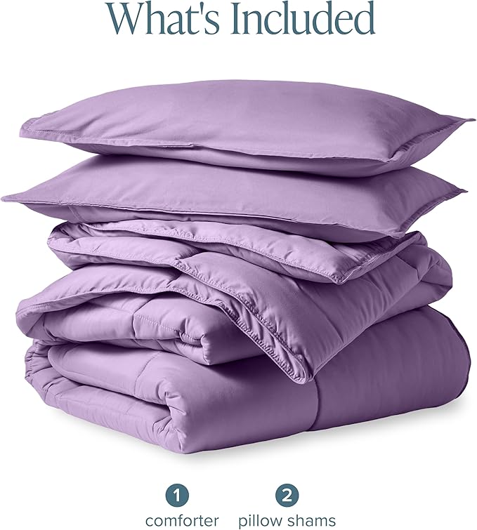 Bare Home Comforter Set - King/California King Size - Ultra-Soft - Goose Down Alternative - Premium 1800 Series - All Season Warmth (King/Cal King, Lavender)