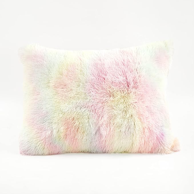 Lush Decor Emma Cozy Ultra Soft Rainbow Faux Fur Comforter 3 Piece Set Full/Queen Rainbow - Cute Bedding Set Queen Comforter - Kids Bedroom Decor
