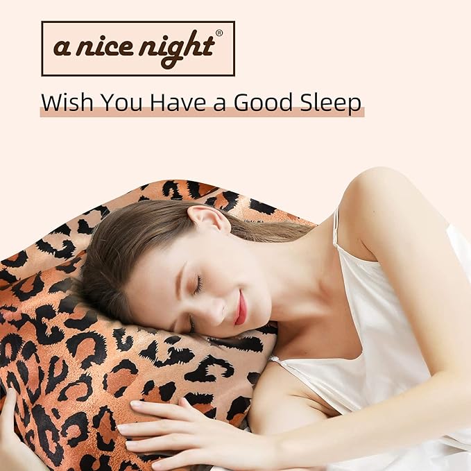A Nice Night Leopard Printed，Coffee Brown Satin Silky Soft Quilt Sexy Luxury Super Soft Microfiber Comforter Quilt Bedding Comforter Set Full/Queen, Light Weighted (Coffee, Queen(88-by-88-inches))