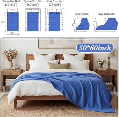 Buryeah 10 Pcs Fleece Blanket Bulk Soft Warm Blankets Cozy Fleece Lightweight Throw Blankets Plush Pet Throw Blanket for Home Bed Sofa Office Wedding Gifts Travel(50" X 60",Bright Blue)