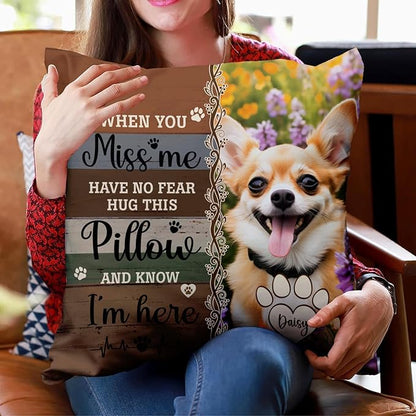 Q-Leo Personalized Pet Photo Pillow (Insert Included), Sympathy Gifts for Loss of Dog, Square Memorial Pillow