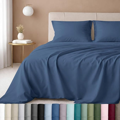California Design Den Luxury King Size Sheet Set - 100% Cotton, 600 Thread Count Deep Pocket King Sheets, Hotel-Quality Bedding with Sateen Weave - Royal Navy Blue
