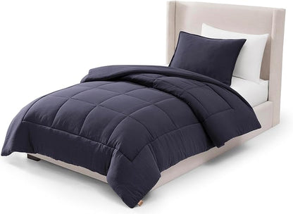 UGG Leonora Comforter Set with 1 Pillow Sham Lightweight Down Alternative Blanket Reversible All Season Washable and Hypoallergenic Bedding Set for College Dorm, Twin/Twin XL, Navy Blue