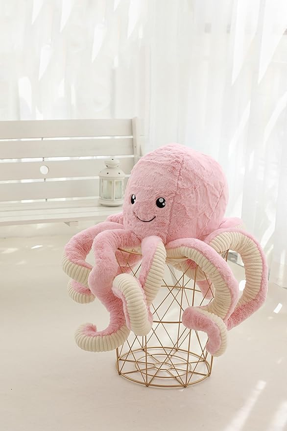 Cute Big Octopus Pillows,Interior Decoration Octopus Cushion,Soft Marine Animal Decorations (Light Pink, 15.7 inch)