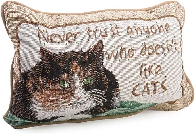 Manual Never Trust Cats 12.5 x 8.5-Inch Decorative Throw Pillow