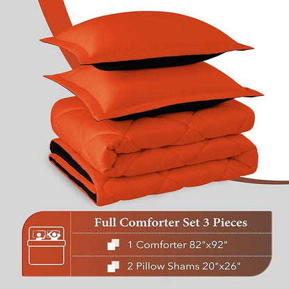 downluxe Full Comforter Set - Flame and Black Full Comforter, Soft Bedding Sets for All Seasons -2 Pieces - 1 Comforter (82"x92") and 1 Pillow Sham(20"x26")