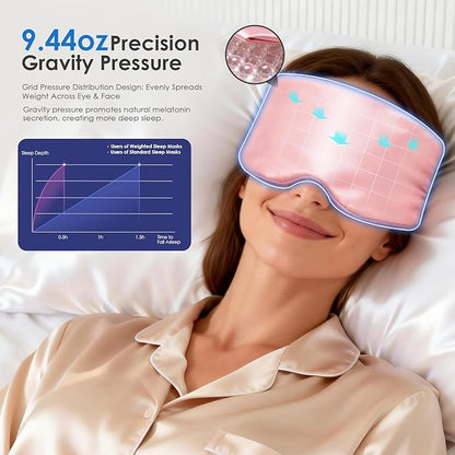 Weighted Eye Mask Mystery Box - 1 Piece Only, Silk Sleep Mask for Side Sleepers, Adjustable Buckle, Light Blocking, with Storage Pouch, Ideal for Travel & Sleep, Random Color (Pink/Gray)