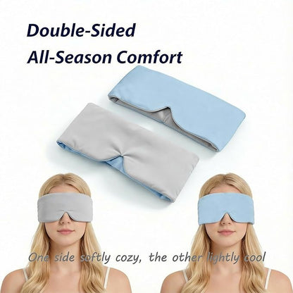 Deep Sleep Eye Mask 3.0 - Adjustable & Light-Blocking with Upgraded Silicone Seal, Dual-Sided Design(Ice-Silk & Wood Fiber), Zero-Pressure & Ultra-Soft for Side Sleepers and Travel (Gray)