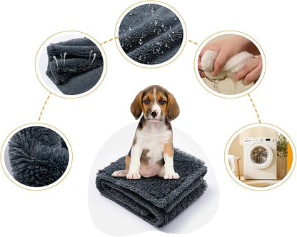Waterproof Gray Pet Blanket for Dogs 65X57in Fluffy Long Faux Fur Pets Throw Blankets for Large Dog Cat Puppy Couch Cover Love Bed Protector Mat Washable(Grey,L)