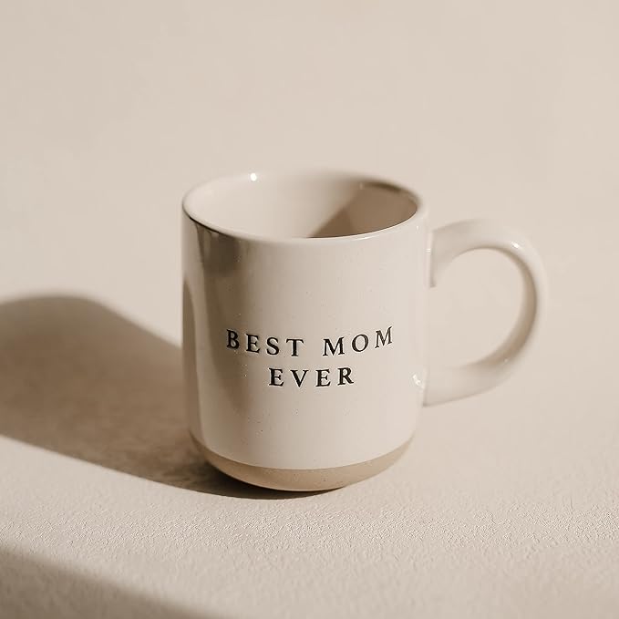 Sweet Water Decor Best Mom Ever Stoneware Coffee Mugs - 14Oz Cute Coffee Mugs for Hot and Cold Drinks - Dishwasher and Microwave Safe - Mothers Day Gift - Ideal for Tea & Espresso
