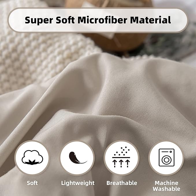 weigelia King Size Comforter Set 7 Pieces Oatmeal Comforter Set King Bed in a Bag Soft Fluffy Bedding Comforter with Sheets, Pillow Shams and Pillowcases for All Season