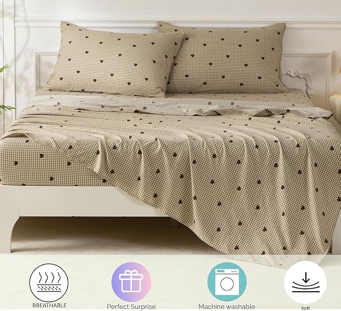 SDY 7 Piece Plaid Comforter and Sheet Set,Queen Size Gingham Bedding Set,Super Soft Microfiber for Kids with 1*Comforter,1* Flat Sheet, 1*Fitted Sheet,2*Pillowcases and 2*PillowcaseShams
