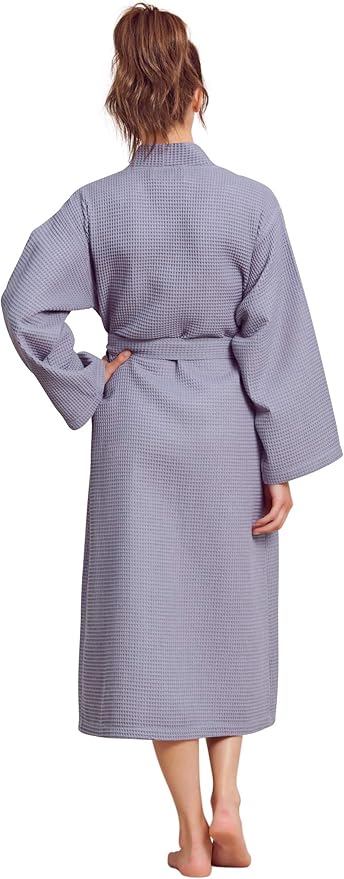 Luxurious Bathrobe for Women - Soft & Absorbent - Lightweigh & Comfort - Long & Kimono - Waffle & Cotton - Hotel/Spa Robe