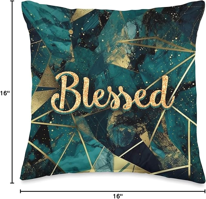 Art Deco Geometric Pattern Green Blessed Throw Pillow