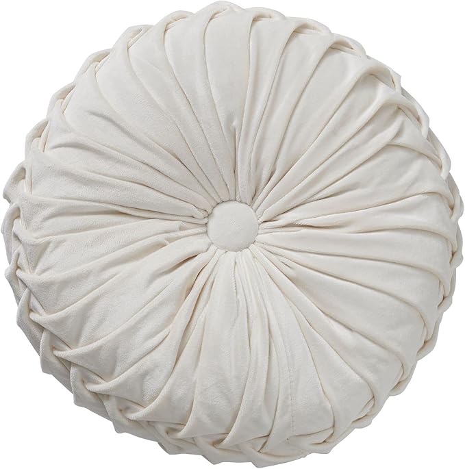 S_SSOY Round Throw Pillow for Couch Decorative 13"X13" Pumpkin Round Velvet Cushion for Sofa Bed Chair Floor Car Decorative (White)
