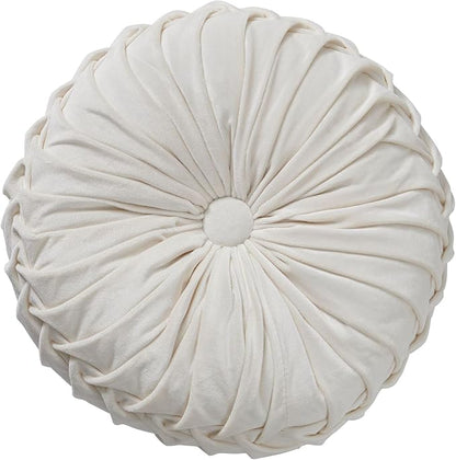 S_SSOY Round Throw Pillow for Couch Decorative 13"X13" Pumpkin Round Velvet Cushion for Sofa Bed Chair Floor Car Decorative (White)