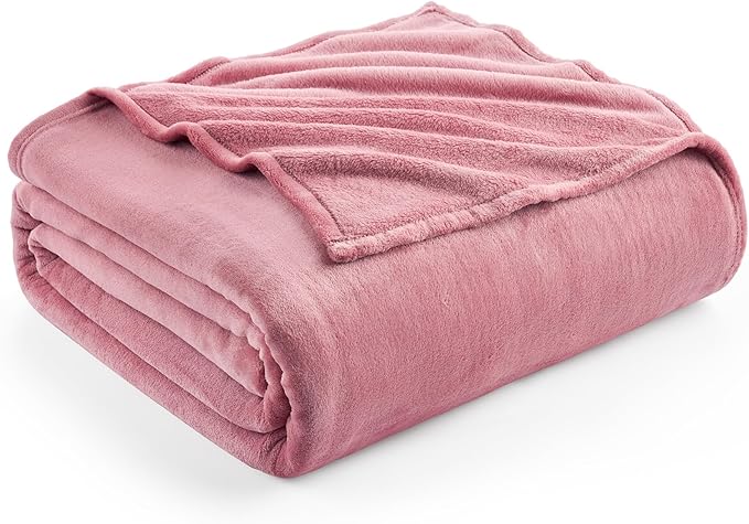 Hansleep Fleece Dusty Rose Full Blanket, Super Soft Flannel Fuzzy Plush Cozy Blanket for All Seasons, Dusty Rose, Full 84x90 Inches