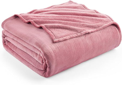 Hansleep Fleece Dusty Rose Throw Blanket, Flannel Fuzzy Plush Cozy Blanket for All Seasons, Dusty Rose, Throw 50x60 Inches