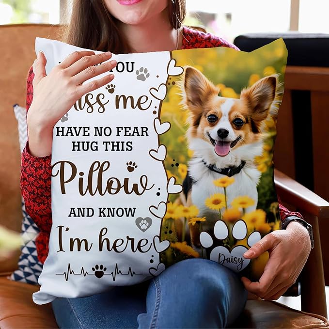 Q-Leo Personalized Pet Photo Memorial Throw Pillow (Insert Included), Pet Pillows Photo, Dog Memorial Gifts for Loss of Dog, Pet Loss Gift Sympathy Gift for Pet, Pillow Pet Dog, Pillow Case Cover