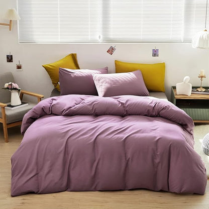 Cottonight Purple Comforter Set King Women Dusty Purple Bedding Set Pale Mauve Blanket Quilts Dark Lilac Soft Breathable 3 Piece Comforter Set for King Bed Women Girls
