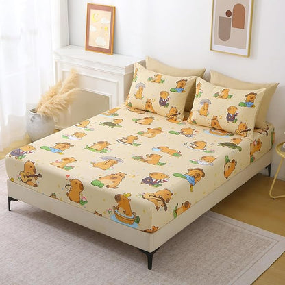 7 Piece Capybara Comforter Set Queen Size Cute Cartoon Capybara Bedding Set Super Soft All Season Bedroom Decor for Kids Girls Boys Teens Birthday Choice
