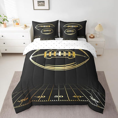 Feelyou Football Comforter Set Full Size 7 Pcs Girls Boys Football Sports Comforter Bed in a Bag Rugby Game Bedding Set for Football Lover Bed Set with Sheets, Pillowcases, Pillow Covers