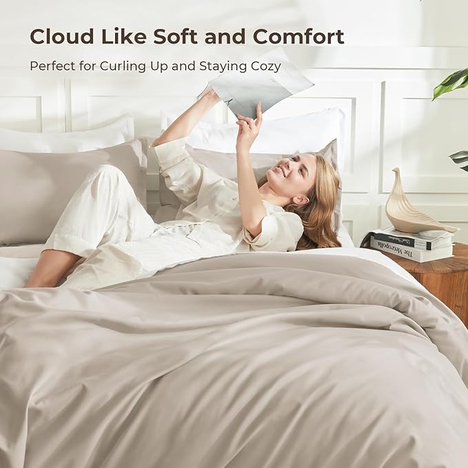 Litanika Oversized King Comforters Oatmeal Super King Plus Size, 3 Pieces Lightweight Solid Bedding Comforter Set, All Season Fluffy Bed Set (128x120In Comforter & 2 Pillowcases)