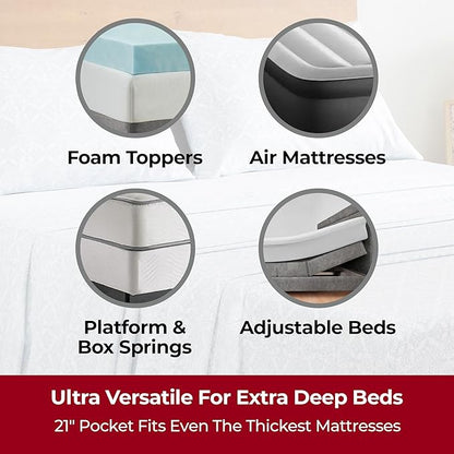 Mellanni Extra Deep King Sheets - 4 PC Iconic Collection Bedding - Hotel Luxury, Ultra Soft, Cooling Bed Sheets - Wrinkle, Fade, Stain Resistant (King, Laced Sky Blue)