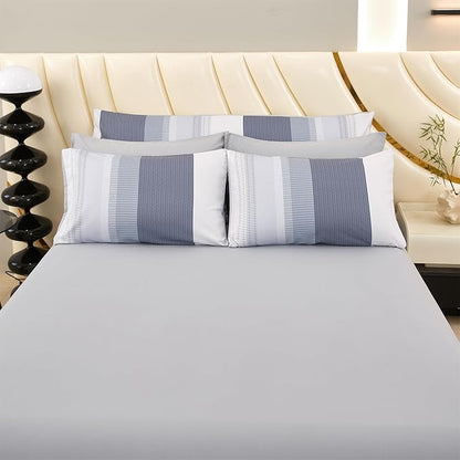 RYNGHIPY Full Size Bed Sets 8 Pieces: Light Grey Stripe Bedding Comforter Sets Soft Fluffy Microfiber Bed in A Bag All Season Bedding Set (Full,Light Grey)
