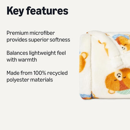 Basics Kids Fleece Blanket, Ultra-Soft Lightweight Throw for Children, Woodland Bears, 50 x 60 Inches