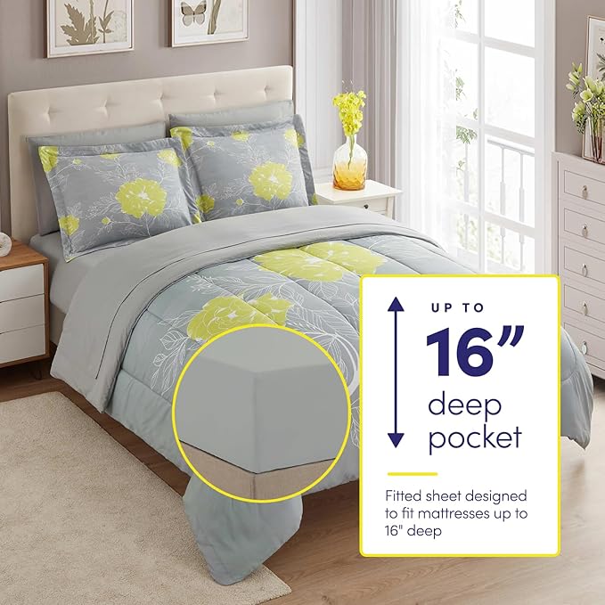 Sweet Home Collection 5 Piece Comforter Set Bag Solid Color All Season Soft Down Alternative Blanket & Luxurious Microfiber Bed Sheets, Florence, Twin