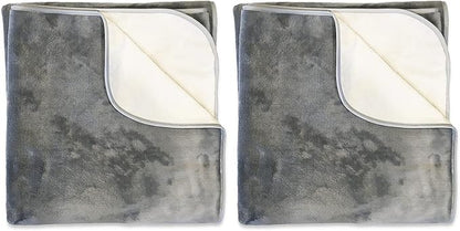 Mambe Silky Waterproof Throw for Protecting Furniture Bed Couch from Stains Caused by Dogs, Cats, Incontinence. Soft, Washable, Reversible. (Size Small 2-Pack 30x35 inches, Color Buff/Dove)