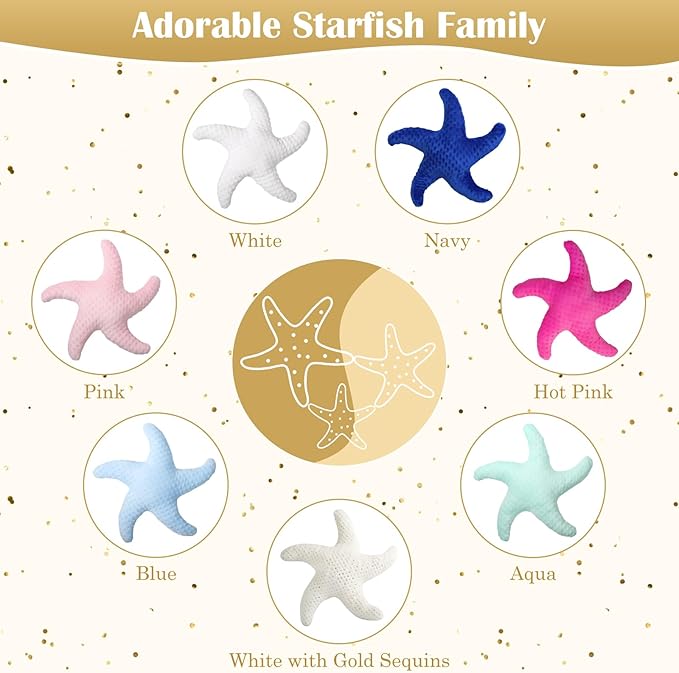 Marble Empire Starfish Pillow for Couch and Bed, Coastal Decor Throw Pillow, Ocean Beach Theme Accent Pillow for Living Room（Sequins）