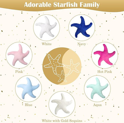 Marble Empire Starfish Pillow for Couch and Bed, Coastal Decor Throw Pillow, Ocean Beach Theme Accent Pillow for Living Room（Sequins）