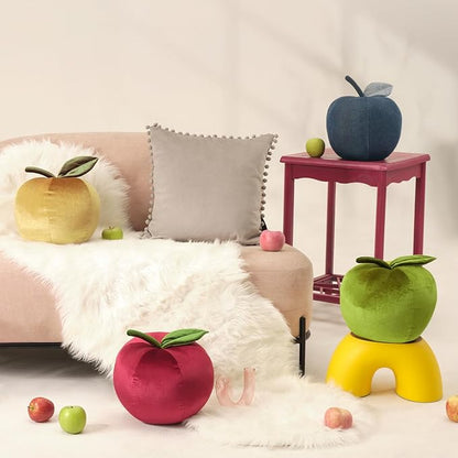 Ashler Apple Shaped Throw Pillow, Unique Denim Blue Throw Pillow, Cute Apple-Shaped Cushion, Fun Home Decor for Sofa, Chair, Bedroom, Jeans Blue, 11x9.5IN