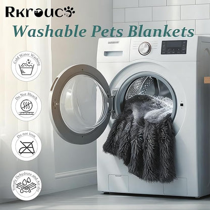 Pets Bed Blanket Dogs Reversible Soft Dog Throw Blankets Cats Mat Sleeper Fuzzy Pet Couch Covers Washable Cat Puppy Cover for Beds Car Sofa Travel Double Sided Furniture Protection (Dark Gray,L)