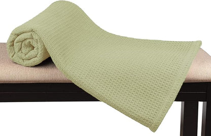 Glamburg 100% Cotton Thermal Blanket, Breathable King Size Waffle Blanket, All Season Sage Green