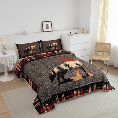 Erosebridal Wolf Bedding Set Twin Size,Howling Wolves Comforter Set for Kids Boys Girls Teens,Rustic Farmhouse Cabin Down Comforter,Safari Animals Print Duvet Insert with 1 Pillow Case,Orange Gray