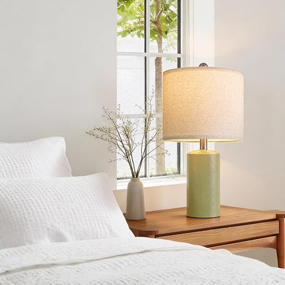 20.5" Small Table Lamps for Living Room Lamp Set of 2 Ceramic Lamps for Bedroom Bedside Lamps Modern Boho Lamps for Night Stands Farmhouse Nightstand Lamp Side End Table Lamp, Light Green