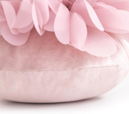 3D Flower Round Throw Pillows Cute Decorative Daisy Sunflower Accent Pillow Modern Farmhouse Elegant Cushion for Bed Couch Chair Car Bedroom Living Room Home Decor Gift 14 Inch Rose Gold