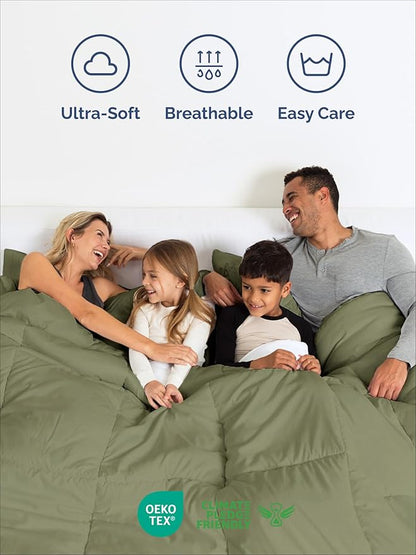 Twin XL Comforter Set - 2 Piece Bed Set for All Seasons - 1 Soft Quilted Comforter w/ Corner Tabs & 1 Pillow Sham - Comfy & Breathable - Premium Down Duvet Insert - Oeko-TEX - Twin XL Size, Sage Green