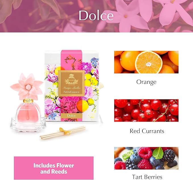 AGRARIA PetiteEssence Flower and Reed Diffuser Set, Hand Crafted Sola Flower Botanical Home Fragrance Set, Scented Oil Gift for All Occasions