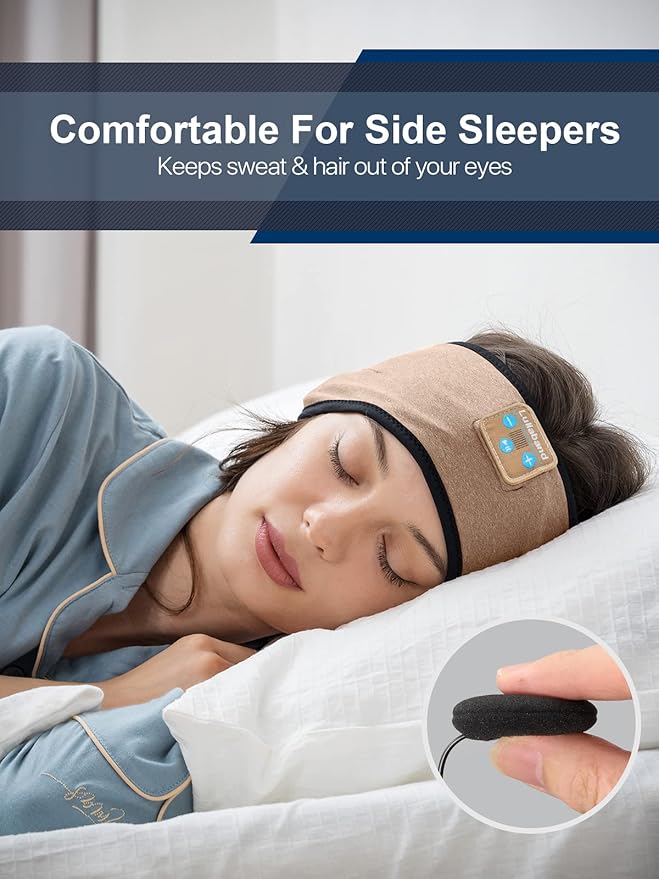 Lullaband Sports Headband Headphones Wide Stretchy Non-Slip Moisture Desert Color Wicking Sweat Sleep Headbands for Men Women Sleeping Running Fitness Yoga Cycling