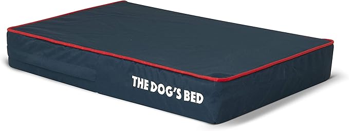 The Dog’s Bed Orthopedic Memory Foam Dog Bed Mattress, Oford Fabric, Blue with Red Trim, S, 4-Inch