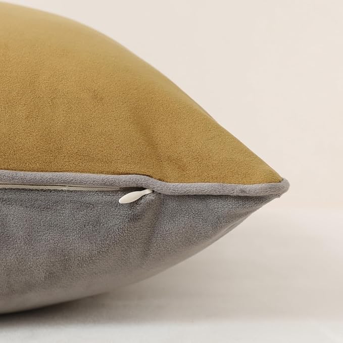 Throw Pillow Covers with Insert Included, with Embroidered Detail, 18 x 18 inches, Decorative Throw Pillow for Sofa Couch Bed (Gold Gray, 18" L x 18" W)
