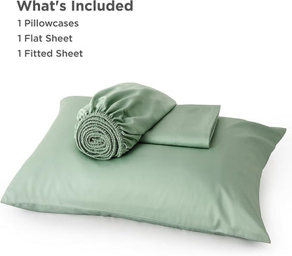 Bedsure Cooling Sheets Twin, Rayon Derived from Bamboo, Breathable & Soft Twin Sheets Set, Deep Pocket Up to 16 Inches, Hotel Luxury Silky Bedding for Hot Sleepers, Sage Green