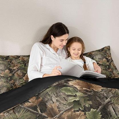 Erosebridal Camo Hunting Comforter Set Toddler Size Rustic Camouflage Bedding Set for Kids Boys Girls Woodland Cabin Tree Leaves Comforter Camping Farm House Quilt Bedroom Decor