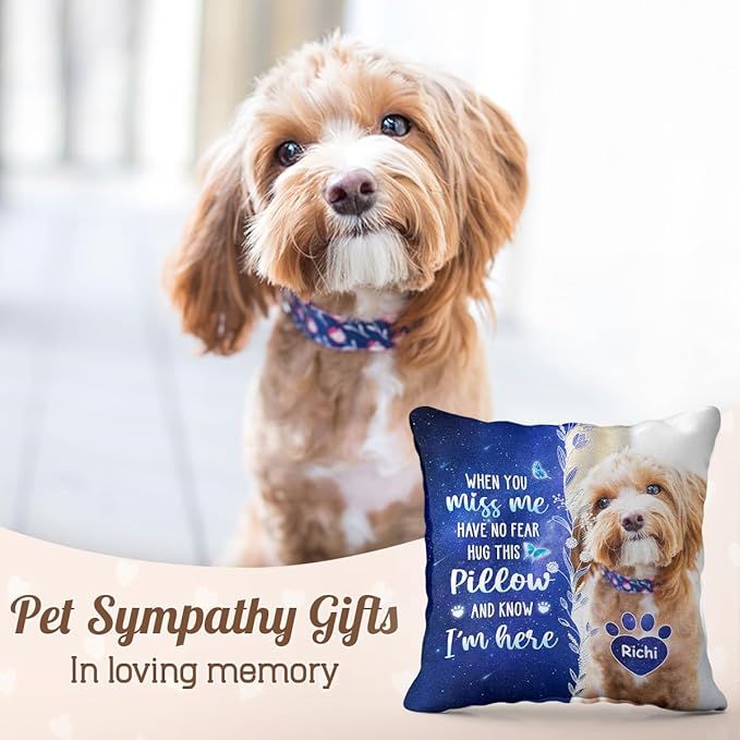 Pawfect House Custom Photo My Love for You is Always Here, Personalized Pet Memorial Throw Pillow (Insert Included), Dog Memorial Gifts for Loss of Dog, Cat Bereavement Gifts, Pet Loss Sympathy Gift