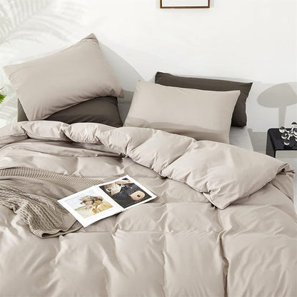 Luxlovery Beige Comforter Set King Light Khaki Bedding Set Oatmeal Light Taupe Blanket Quilts 3 PCS Comforter Cream Beige King Size Comforter Set Women Men