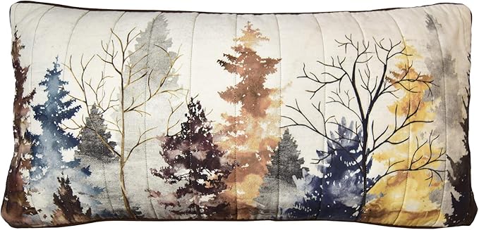 Donna Sharp Throw Pillow - Bear Mirage Lodge Decorative Throw Pillow with Watercolor Trees Pattern - Rectangle
